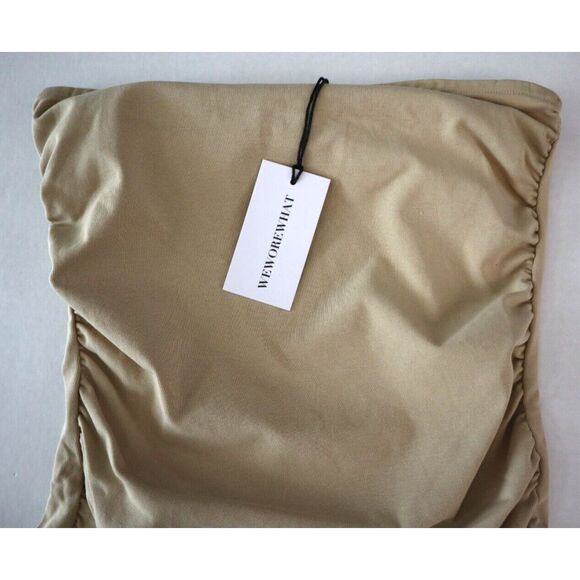 WeWoreWhat WWT109-01 Women's Sz Medium Beige Ruched Strapless Bodysuit - Picture 6 of 8